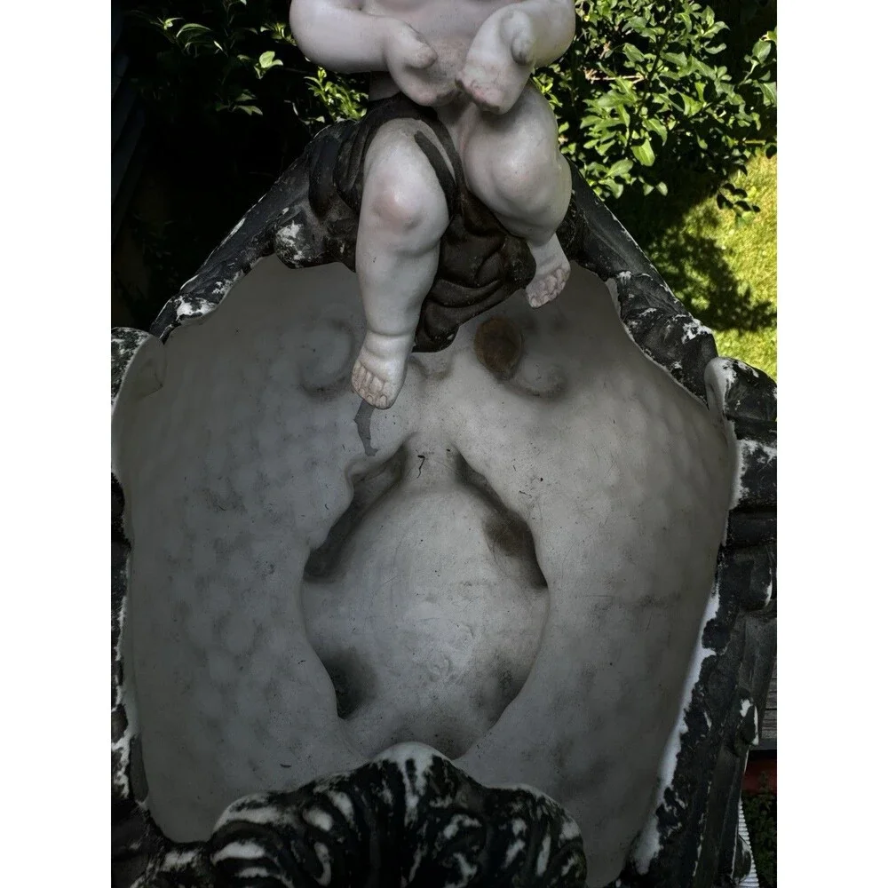 Vintage Capodimonte Italy Cherub Planter Basket Porcelain 3D Rose Putti 11
